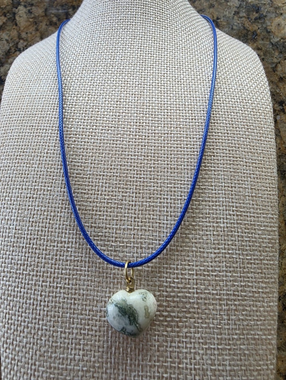 Heart Shaped Moss Agate Charm Necklace